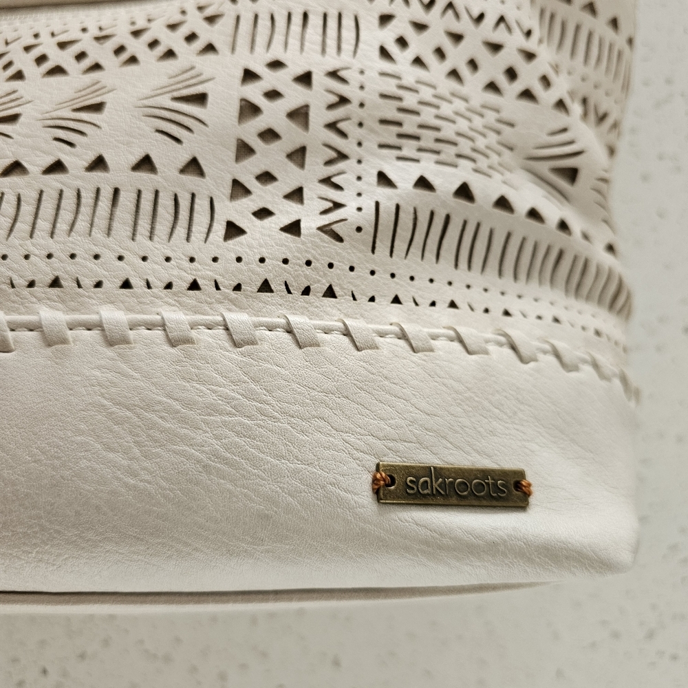Sakroots Lasercut Shoulder Tote Bag Boho Cream Off Wh… Gem
